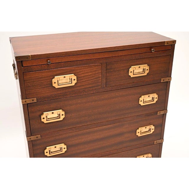 Wood Antique Military Campaign Chest of Drawers, 1930 For Sale - Image 7 of 9