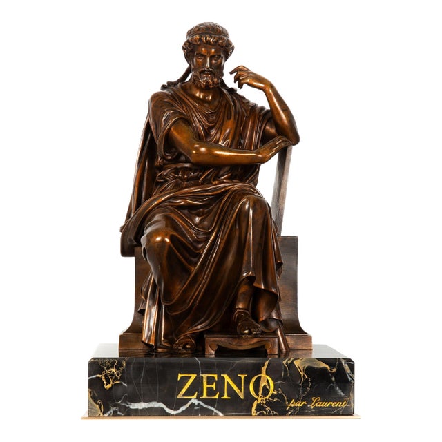 Antique French Bronze Sculpture of Philosopher “Zeno of Elea” by Eugene Laurent For Sale