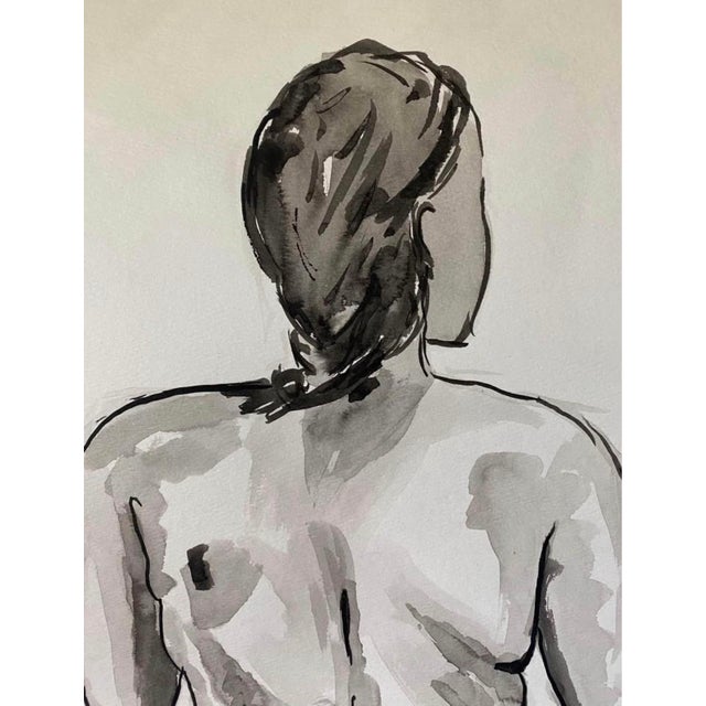 1980s Nude Woman Watercolor Painting For Sale - Image 4 of 5