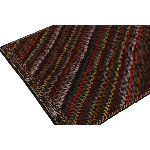 1960s Tribal Style Vintage Cecim Kilim in Multicolor Stripe Patterns For Sale - Image 5 of 6
