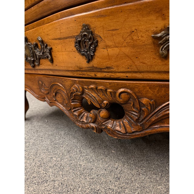 Early 20th Century Early 20th Century French Louis XV Style Bombé Cherry Commode, Bronze Hardware, Circa 1920 For Sale - Image 5 of 12