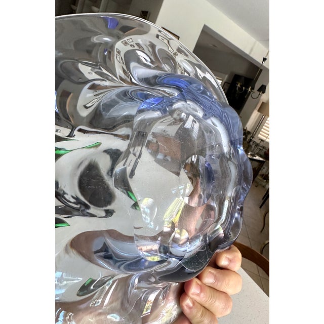 1950s Biomorphic Murano Blue & Clear Centerpiece Bowl For Sale - Image 10 of 12
