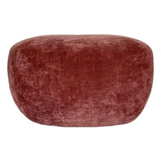 Revelation Modern Velvet Tea Rose a Leg Up Poof For Sale