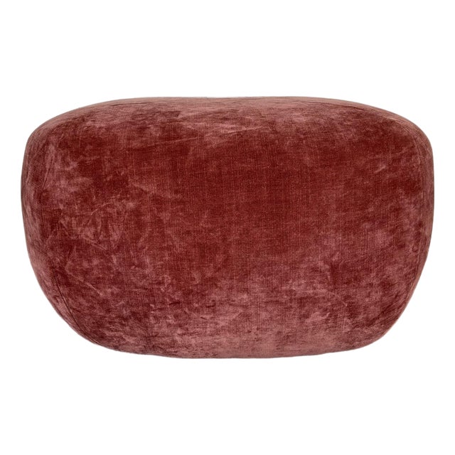 Revelation Modern Velvet Tea Rose a Leg Up Poof For Sale