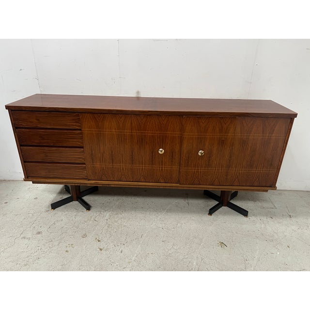 Scandinavian Sideboard in Veneered Wood with Iron Legs For Sale - Image 11 of 18