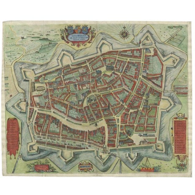 17th Century Handcolored Map of Leeuwarden, Capital of Friesland in the Netherlands, 1622 For Sale - Image 5 of 5