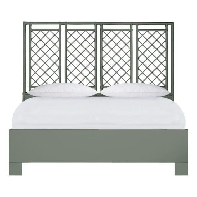 X & Diamond Platform Bed King, Evergreen For Sale