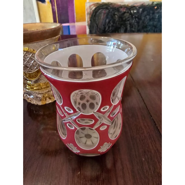 Mid 19th Century Antique Bohemian Glass Moser Overlay Vases - Set of 3 For Sale - Image 5 of 12