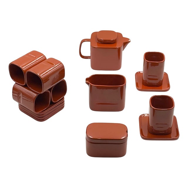 Ceramic Coffee and Tea Service by Makio Hasuike for Franco Pozzi 1967, Set of 15 For Sale