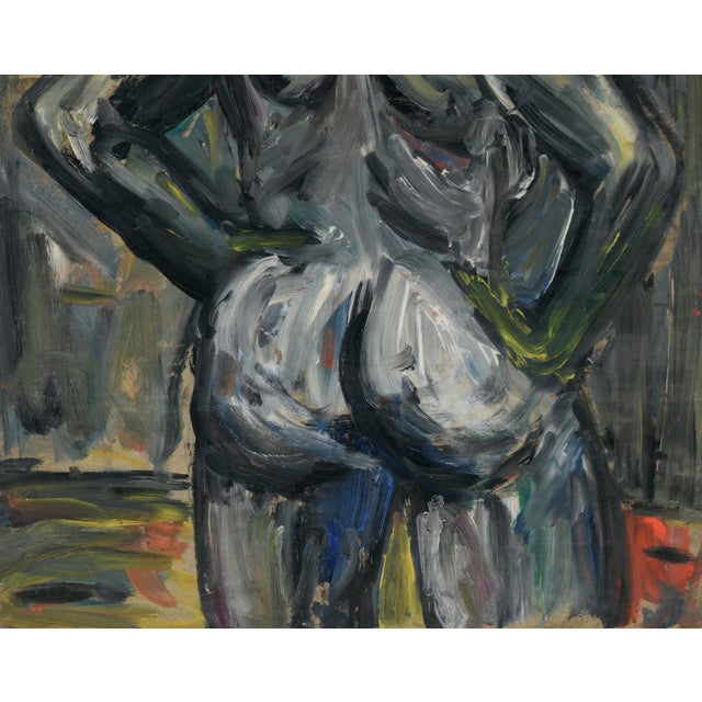 Bay Area Abstract Expressionist Standing Nude From Behind in Oil on Cardboard by Honora Berg For Sale - Image 4 of 6