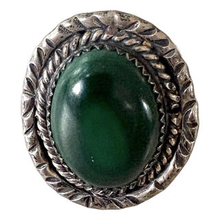 Vintage Sterling Silver and Malachite Ring For Sale