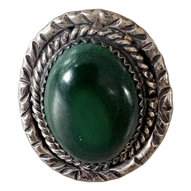 Vintage Sterling Silver and Malachite Ring For Sale