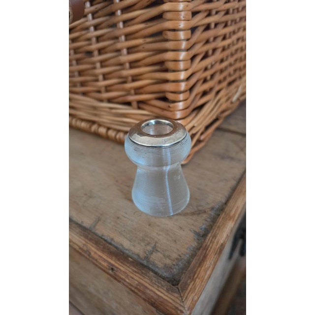 Silver Antique 1906 London Sterling Silver & Ribbed Glass Match Striker, Edwardian English Hallmarked Table Lighter, Collectible Tobacciana For Sale - Image 8 of 8