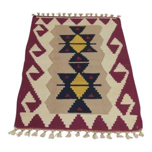 1970s Southwestern Geometric Style Natural Turkish Oushak Kilim Rug
