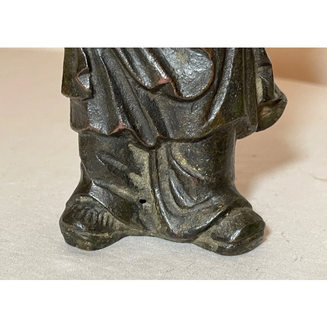 Rare Antique 18th Century Chinese Cast Bronze Figural Boy Fish Statue Sculpture For Sale - Image 13 of 18