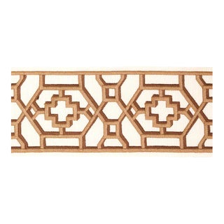 Sample - Schumacher Zanzibar Trellis Tape in Camel For Sale