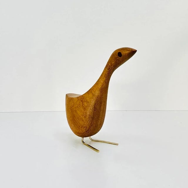 Teak Mid Century Modern style Goose inspired by the wooden bird figurines created by Danish designer Jacob Hermann. This...