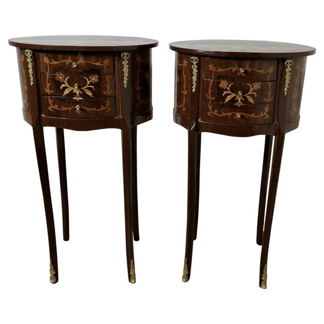 Vintage French Oval Side Tables, 1920, Set of 2 For Sale - Image 9 of 9