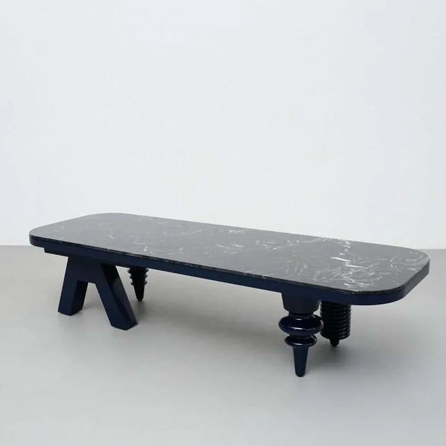 Jaime Hayon Black and Blue Marble Multileg Low Table attributed to Bd Barcelona For Sale - Image 3 of 13