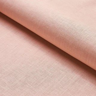 Schumacher Lange Glazed Linen Fabric in Blush For Sale