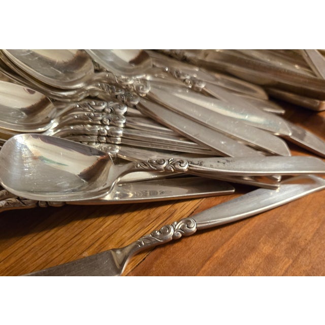 12 Full Placesettings Plus Art Nouveau Silverplate- Set of Seventy- Three For Sale - Image 13 of 18