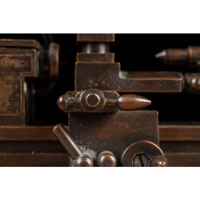 Metal Antique Bronze Model Lathe For Sale - Image 7 of 9