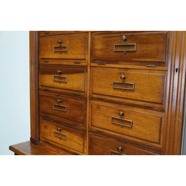 French Walnut Apothecary Filing Cabinet, 1920s For Sale - Image 10 of 18