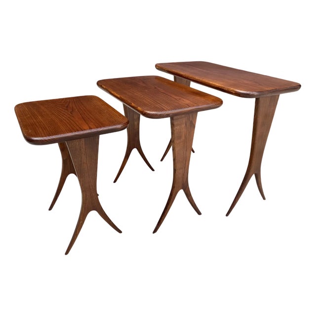 Vintage Scandinavian Nesting Tables by Raphaël Raffel, 1960, Set of 3 For Sale