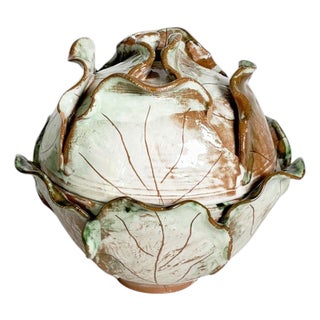 20th Century Glazed Ceramic Tureen in the Shape of a Cabbage, France For Sale