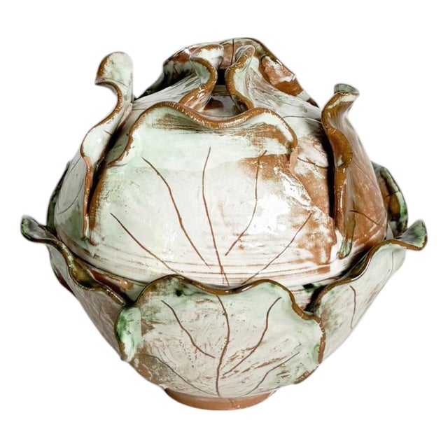 20th Century Glazed Ceramic Tureen in the Shape of a Cabbage, France For Sale
