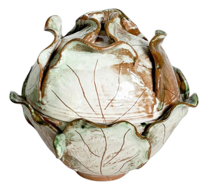 20th Century Glazed Ceramic Tureen in the Shape of a Cabbage, France