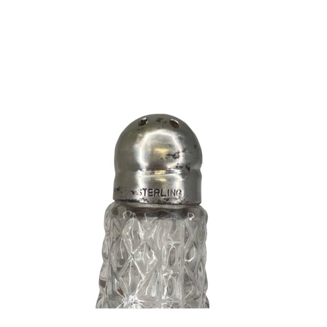 Mid-Century Modern Mid 20th Century Set of Two Glass and Sterling Silver Salt and Pepper Shakers For Sale - Image 3 of 3