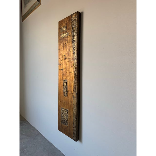 Abstract Vintage Mixed Media Textured Expressionist Abstract Painting on Wood Panel – Unsigned For Sale - Image 3 of 10