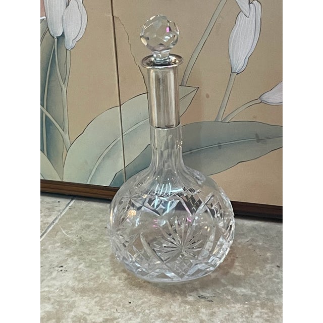 1940s 1940s German 800 Silver and Clear Cut Crystal Glass Decanter For Sale - Image 5 of 5