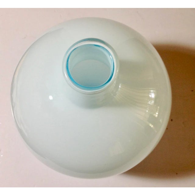 1970s Cased Glass White With Tourquoise Vase For Sale In Baton Rouge - Image 6 of 8