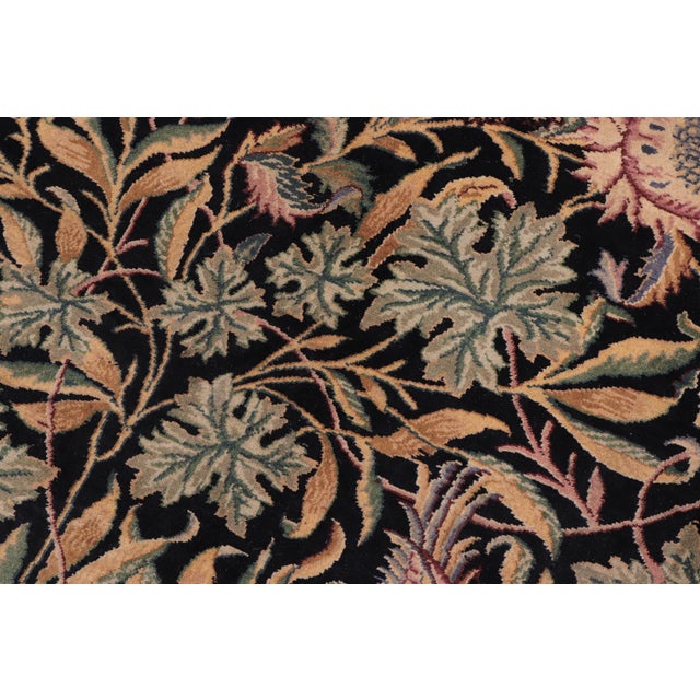 Art Nouveau Art Nouveau Pak-Persian Black/Green Wool Rug - 10'3'' X 14'3'' For Sale - Image 3 of 8