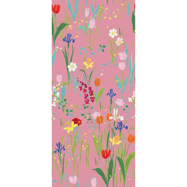 Sample - Large Scale, Guermantes Wallpaper by Paule Marrot in Pink For Sale