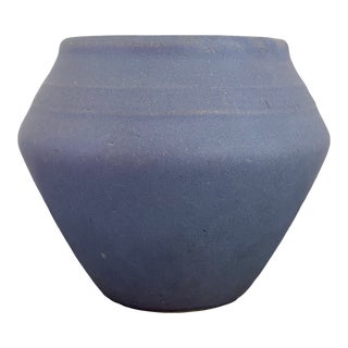 1910 Arts & Crafts Period Zanesville Blue Greek Key Pottery Vase For Sale