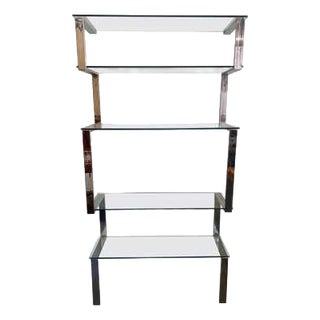 Late 20th Century Tri-Mark Chrome and Glass Wall Shelf attributed to James Howell For Sale