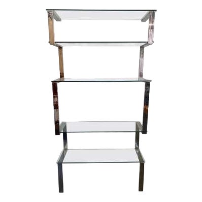 Late 20th Century Tri-Mark Chrome and Glass Wall Shelf attributed to James Howell For Sale