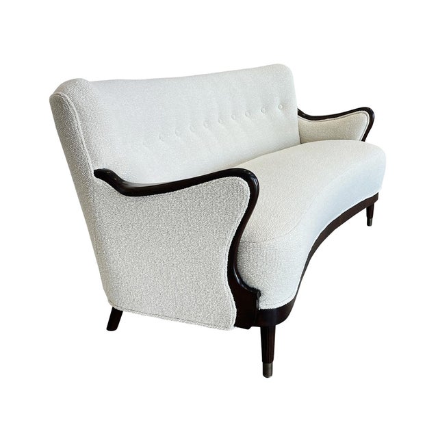 Mid-Century Modern 1940s Danish Modern Sofa by Alfred Christensen in Ivory Bouclé For Sale - Image 3 of 18