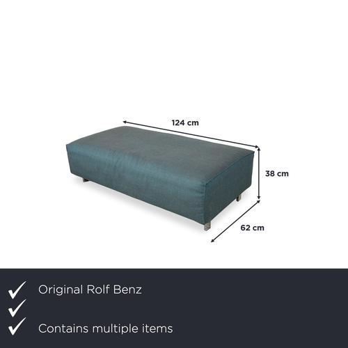 Modern Grata 3-Seater Sofa and Ottoman in Petrol Blue Fabric from Rolf Benz, Set of 2 For Sale - Image 3 of 18
