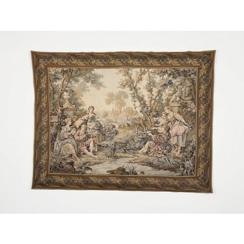 Mid-Century Modern French Jacquard Pastoral Tapestry For Sale - Image 6 of 6