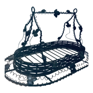 Early 20th Century Wrought Iron Hanging Pot Rack