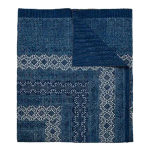 Samara Queen Indigo Hand Stitched Quilt