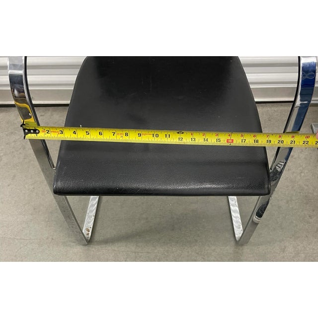 Chrome MCM Postmodern Maurice Villency Leather & Chrome Steel Dining Side Armchairs - Set of 4 For Sale - Image 8 of 12