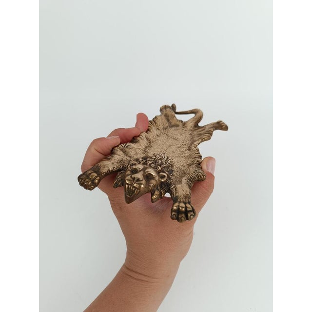 Vintage Brass Ashtray Depicting the Mythological Nemean Lion Skin, Italy, 1970s For Sale - Image 9 of 18