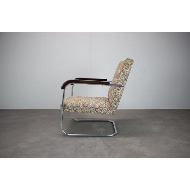 Brown Bauhaus Lounge Chair in Chrome Tubular Steel by Anton Lorenz, Czechoslovakia, 1930s For Sale - Image 8 of 15