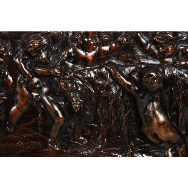 Rare 18th Century Bachanalia Plaque of Putti Tormenting Goat After Duquesnoy For Sale - Image 10 of 16