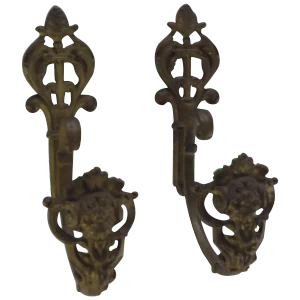 French Bronze Curtain Tie Back Hooks With Faces